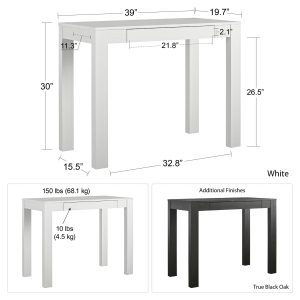 Mainstays Parsons Desk, White Laminated MDF