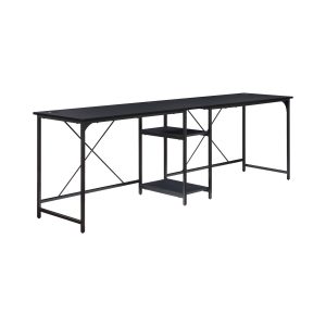 Mainstays Two-Way Convertible Desk with Lower Storage Shelf, Charcoal Finish and Black Metal Frame