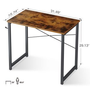 Coleshome 32 inch Computer Desk, Modern Simple Style Desk for Beroom/Home Office, Sturdy Student Writing Desk, Vintage