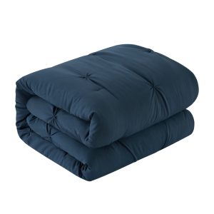 Sharper Image 9-Piece Navy Down Alternative Pintuck Bed-in-a-Bag Set, Full