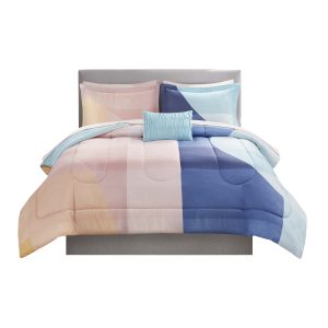 Mainstays Blush Aiden 8 Piece Bed in a Bag Comforter Set with Sheet Set, Queen