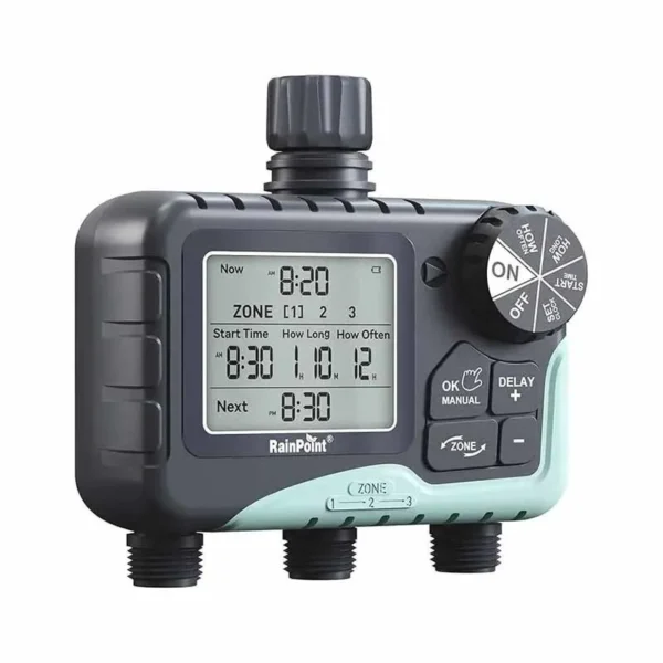 RainPoint Newest 3-Outlet Water Timer Independent Control Program Digital Garden Sprinkler