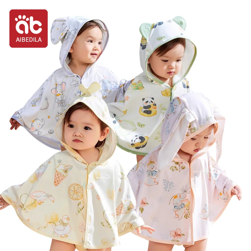 AIBEDILA 0-3 Years Baby Boy Sunscreen Coat Cloak Cartoon Summer Kids Girl Poncho Cape Infant Toddler Newborn Thin Jacket Outwear