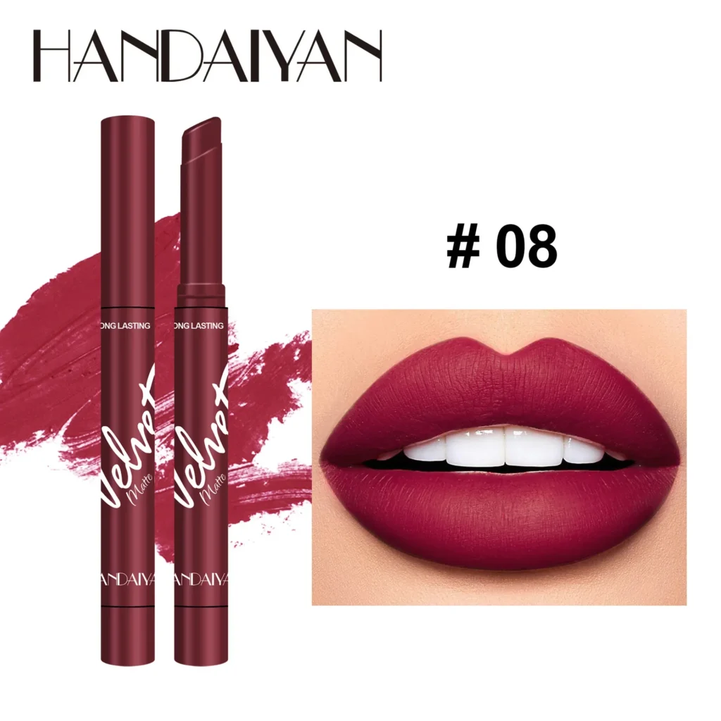 8 Colors Sexy Matte Lipstick Waterproof Long Lasting Color Rendering Non-stick Velvet Lips Liner Pencil Woman Makeup Cosmetics