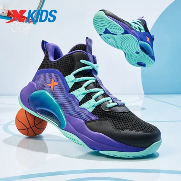 Xtep Children's Basketball Shoes 2025 Summer Large Mesh Breathable And Comfortable Non-Slip Wear-Resistant Sneaker 675216129265