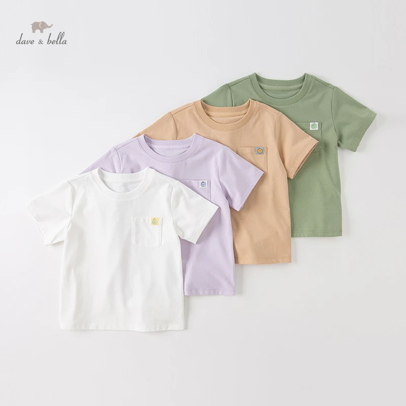 DB2234918 Dave Bella Summer 3Y-13Y Kids Clothes Children Fshion Cotton Sprited T-shirt Boys High Quality Fashion Cute Tees