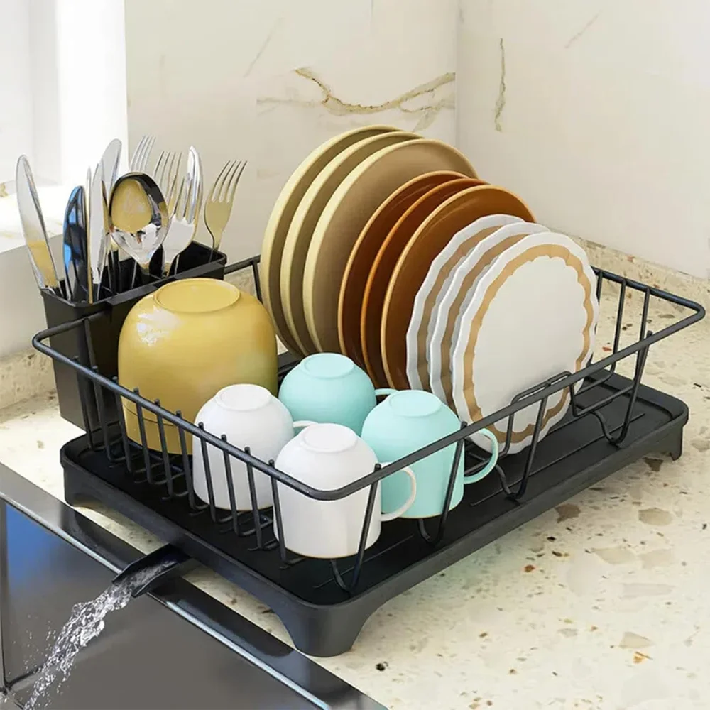 Dish Storage Rack Dish Drying Rack for Kitchen Counter Large Dish Rack with Drainboard Rustproof Dish Drainer Chopstick Holder