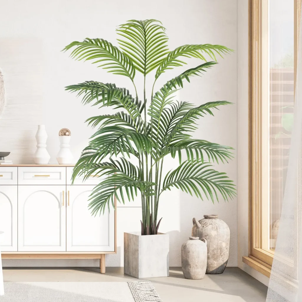 Artificial Areca Palm Tree 180CM Fake Tropical Palm Plant,Perfect Faux Dypsis Lutescens Plants in Pot Housewarming Gift