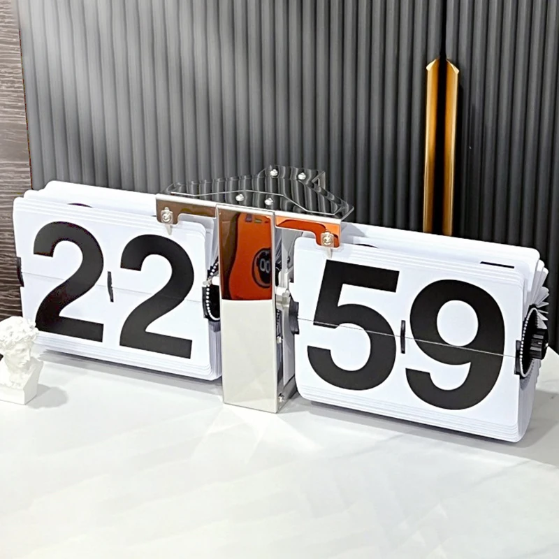 Modern Wall Clocks Vintage Retro Wall Clock Living Room Flip Digital Clocks Automatic Mechanism Desk Watch Home Decoration