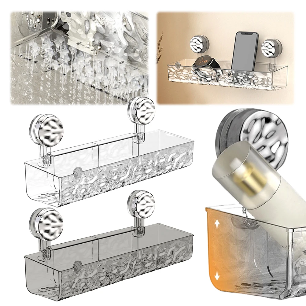 Wall Mounted Shower Caddy No Drilling Shower Organizer Suction Cup Bathroom Shelves Rack for Home Decor & Storage