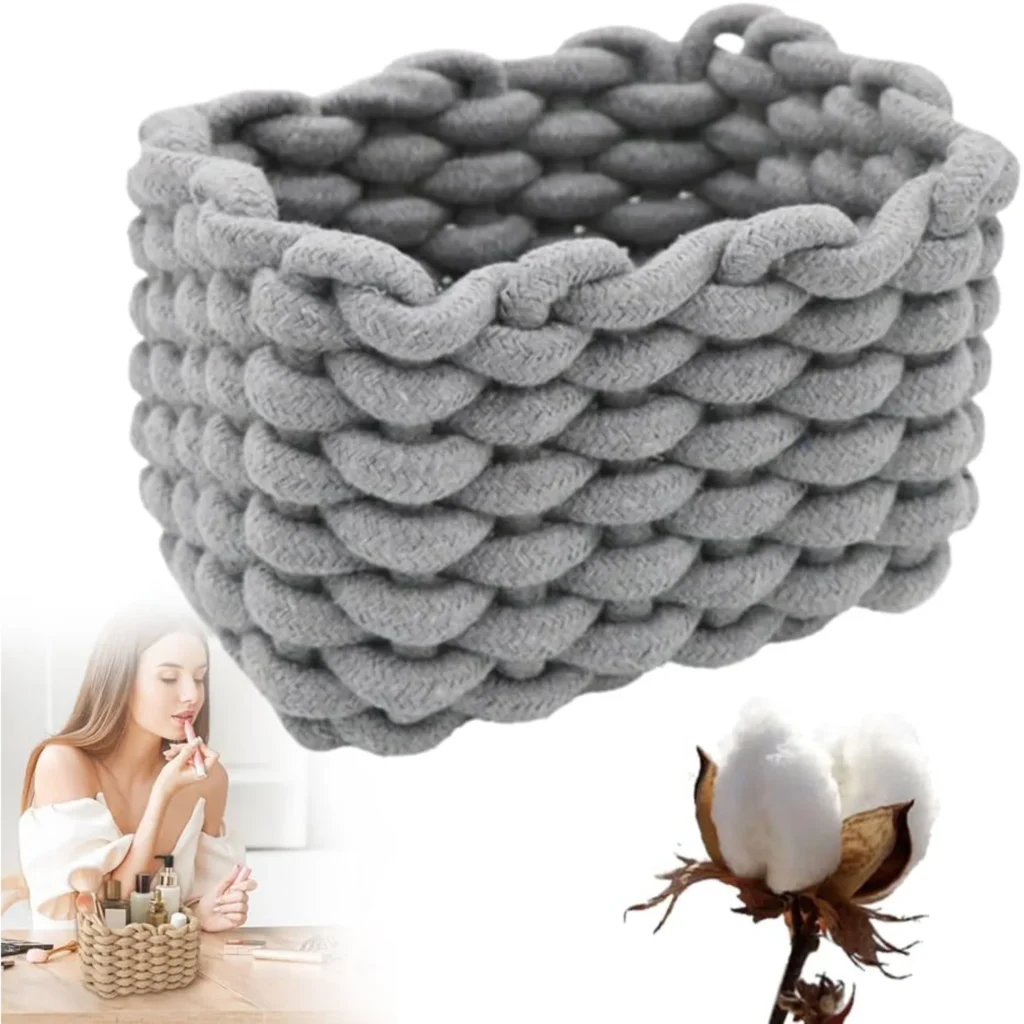 Woven Storage Baskets: Mini Rope Bins for Living Room & Bedroom