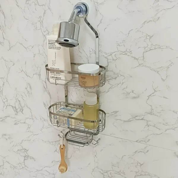 Hanging Caddy For Drilling Bathroom Storage Shower Rack Shower Without Hooks Shelves Over Organizer with Towel Bathroom